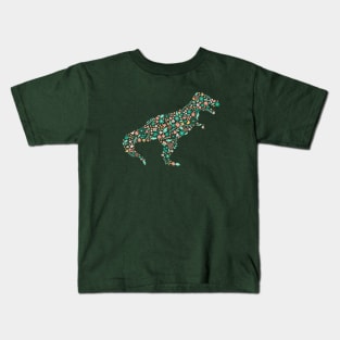 Floral T-Rex Teal + Pink Kids T-Shirt